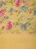 Mustard Yellow Floral Printed Design Mixed Cotton Casual Wear Saree