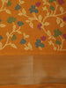 Mustard Yellow Floral Printed Design Mixed Cotton Fancy Saree with Zari Border