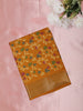 Mustard Yellow Floral Printed Design Mixed Cotton Fancy Saree with Zari Border