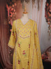 Mustard Yellow Floral Printed Design Pure Cotton Straight Cut Salwar Suit with Matching Printed Dupatta