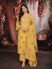 Mustard Yellow Floral Printed Design Pure Cotton Straight Cut Salwar Suit with Matching Printed Dupatta