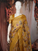 Mustard Yellow Floral Printed Design Pure Organza Fancy Saree with Solid Border
