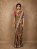Mustard Yellow Floral Printed Design Pure Tussar Saree with Contrast Zari Border