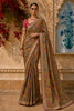 Mustard Yellow Floral Printed Design Pure Tussar Saree with Contrast Zari Border