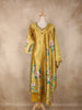 Mustard Yellow Floral Printed Design Tissue Silk Straight Cut Salwar Suit with Dupatta