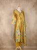 Mustard Yellow Floral Printed Design Tissue Silk Straight Cut Salwar Suit with Dupatta