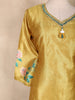 Mustard Yellow Floral Printed Design Tissue Silk Straight Cut Salwar Suit with Dupatta