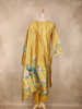 Mustard Yellow Floral Printed Design Tissue Silk Straight Cut Salwar Suit with Dupatta