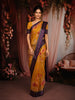 Mustard Yellow Floral Printed Kota Cotton Saree with Contrast Woven Border