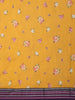 Mustard Yellow Floral Printed Kota Cotton Saree with Contrast Woven Border