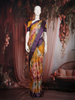 Mustard Yellow Floral Printed Kota Cotton Saree with Contrast Woven Border