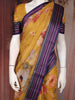 Mustard Yellow Floral Printed Kota Cotton Saree with Contrast Woven Border