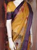 Mustard Yellow Floral Printed Kota Cotton Saree with Contrast Woven Border