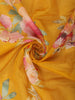 Mustard Yellow Floral Printed Kota Cotton Saree with Pink Contrast Woven Border
