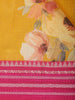 Mustard Yellow Floral Printed Kota Cotton Saree with Pink Contrast Woven Border