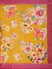Mustard Yellow Floral Printed Kota Cotton Saree with Pink Contrast Woven Border