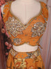 Mustard Yellow Floral Printed Organza Lehenga with Sequins Embroidered Blouse and Dupatta