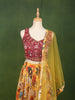 Mustard Yellow Floral Printed and Sequins Embroidered Design Chiffon  Haldi Lehenga with Matching Dupatta