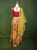 Mustard Yellow Floral Printed and Sequins Embroidered Design Chiffon  Haldi Lehenga with Matching Dupatta