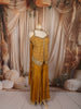 Mustard Yellow Floral Printed and Sequins Embroidered Design Chiffon Silk Palazzo Suit with Matching Dupatta