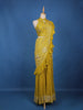 Mustard Yellow Floral Sequin Embroidered Ruffle Georgette Saree With Halter Neck Blouse - Diadem