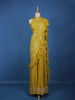 Mustard Yellow Floral Sequin Embroidered Ruffle Georgette Saree With Halter Neck Blouse - Diadem