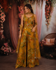 Mustard Yellow Floral Sequins Embroidered Design Georgette Palazzo Suit with Choker Dupatta