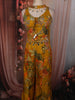 Mustard Yellow Floral Sequins Embroidered Design Georgette Palazzo Suit with Choker Dupatta