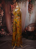 Mustard Yellow Floral Sequins Embroidered Design Georgette Palazzo Suit with Choker Dupatta