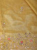 Mustard Yellow Floral Sequins Embroidered Pure Tissue Silk Saree with Designer Border