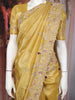 Mustard Yellow Floral Sequins Embroidered Pure Tissue Silk Saree with Designer Border