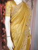 Mustard Yellow Floral Sequins Embroidered Pure Tissue Silk Saree with Designer Border