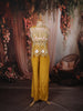 Mustard Yellow Floral Sequins and Beads Embroidered Design Satin Peplum Palazzo Suit with Matching Choker Dupatta