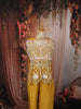 Mustard Yellow Floral Sequins and Beads Embroidered Design Satin Peplum Palazzo Suit with Matching Choker Dupatta