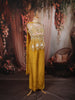 Mustard Yellow Floral Sequins and Beads Embroidered Design Satin Peplum Palazzo Suit with Matching Choker Dupatta