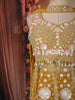 Mustard Yellow Floral Sequins and Beads Embroidered Design Satin Peplum Palazzo Suit with Matching Choker Dupatta