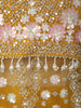 Mustard Yellow Floral Sequins and Beads Embroidered Design Satin Peplum Palazzo Suit with Matching Choker Dupatta