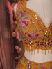 Mustard Yellow Floral Sequins and Mirror Design Tissue Silk Lehenga With Dupatta