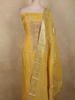 Mustard Yellow Floral Sequins and Zardozi Embroidered Design Tissue Unstitched Salwar Material with Dupatta
