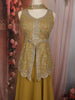Mustard Yellow Floral Sequins and Zari Embroidered Design Georgette Part Wear Palazzo Suit with Choker Dupatta