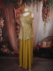 Mustard Yellow Floral Sequins and Zari Embroidered Design Georgette Part Wear Palazzo Suit with Choker Dupatta