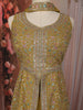 Mustard Yellow Floral Sequins and Zari Embroidered Design Georgette Part Wear Palazzo Suit with Choker Dupatta