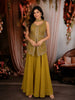 Mustard Yellow Floral Sequins and Zari Embroidered Design Georgette Part Wear Palazzo Suit with Choker Dupatta