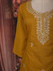 Mustard Yellow Floral Sequins and thread Embroidered Design Cotton Straight Cut Salwar Suit with Dupatta
