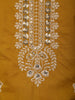 Mustard Yellow Floral Sequins and thread Embroidered Design Cotton Straight Cut Salwar Suit with Dupatta