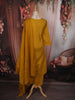 Mustard Yellow Floral Sequins and thread Embroidered Design Cotton Straight Cut Salwar Suit with Dupatta