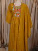 Mustard Yellow Floral Thread Embroidered Design Cotton Anarkali Salwar Suit with Dupatta