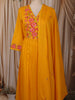 Mustard Yellow Floral Thread Embroidered Design Cotton Anarkali Salwar Suit with Dupatta