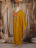 Mustard Yellow Floral Thread Embroidered Design Cotton Anarkali Salwar Suit with Dupatta