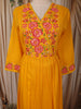 Mustard Yellow Floral Thread Embroidered Design Cotton Anarkali Salwar Suit with Dupatta